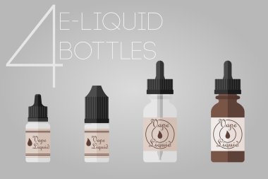 4 e-liquid bottles clipart