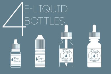 4 e-liquid bottles clipart
