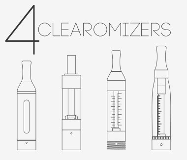 4 thin lines clearomizers set clipart