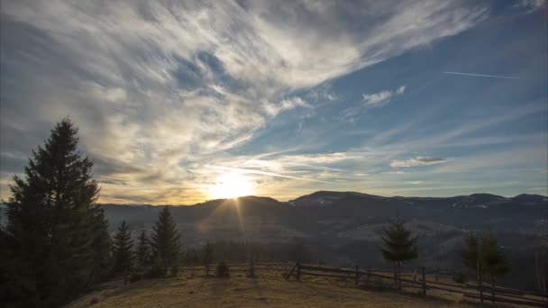 Timelapse, evening in the Carpathian mountains — Stock Video