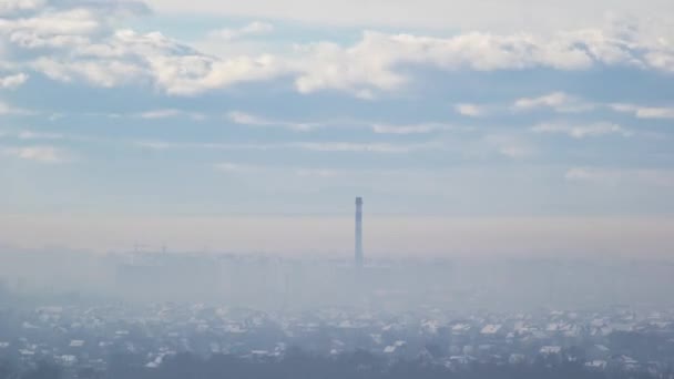 Prachtige Tijdspanne Wolken Boven Stad Van Ivano Frankivsk Winter Middag — Stockvideo