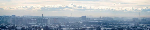 Panorama Ciudad Ivano Frankivsk Neblina Día Invierno —  Fotos de Stock