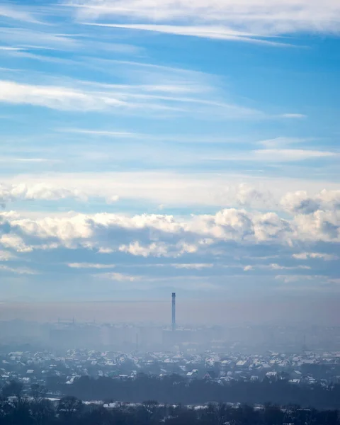 Panorama Města Ivano Frankivsk Mlze Zimním Dni — Stock fotografie