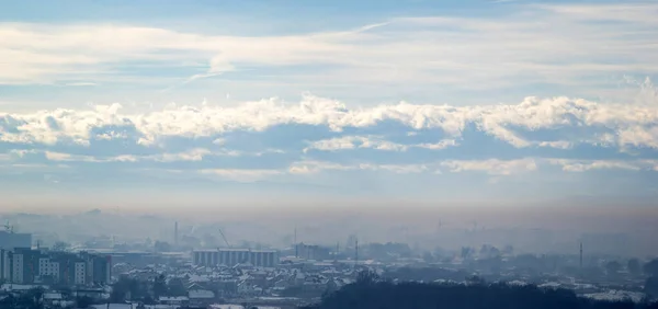 Panorama Ciudad Ivano Frankivsk Neblina Día Invierno — Foto de Stock