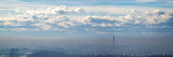 Panorama Ville Ivano Frankivsk Dans Brume Jour Hiver — Photo