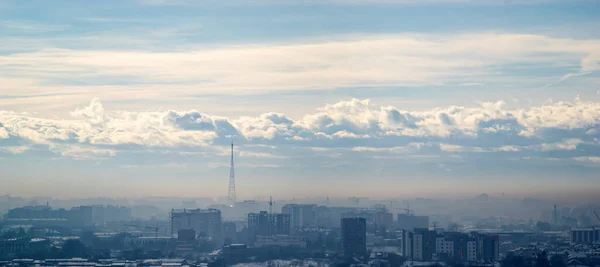 Panorama Della Città Ivano Frankivsk Nella Foschia Una Giornata Invernale — Foto Stock