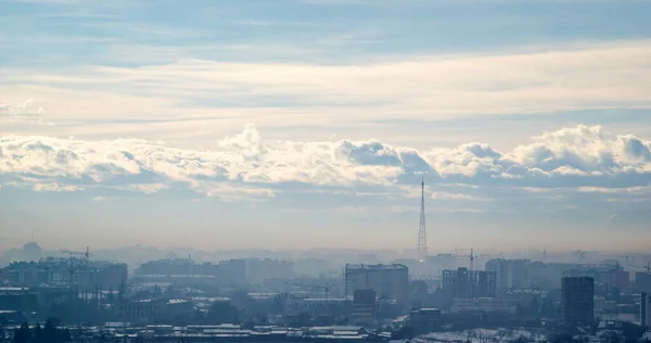 Panorama Města Ivano Frankivsk Mlze Zimním Dni — Stock fotografie