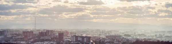 Панорама Міста Івано Франківськ Тумані Зимового Дня — стокове фото