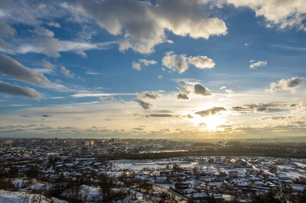 Panorama Vintern Ukrainska Staden Diset — Stockfoto