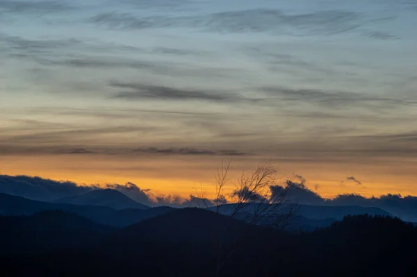 Colorful Sky Sunset Carpathian Mountains — Stock Photo, Image