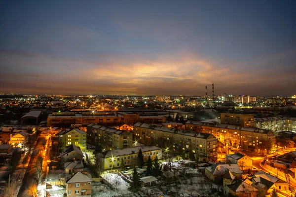 Hermoso Amanecer Ciudad Ucraniana Ivano Frankivsk Fotos de stock libres de derechos