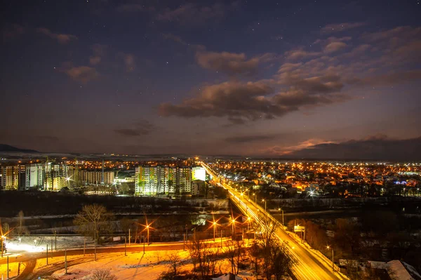 Estrellas Cielo Sobre Una Ciudad Ucrania —  Fotos de Stock