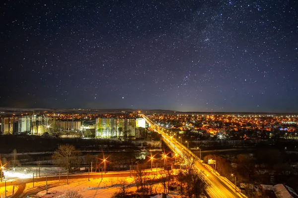 Estrellas Cielo Sobre Una Ciudad Ucrania — Foto de Stock