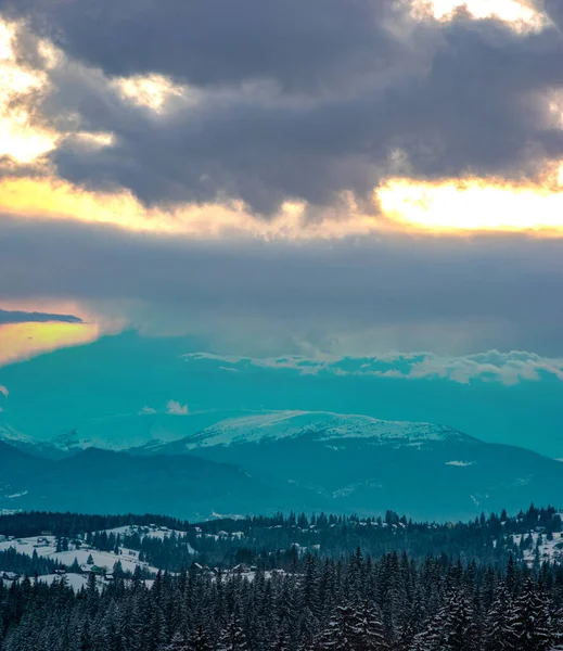 Vacker Utsikt Över Karpaterna Vintern — Stockfoto