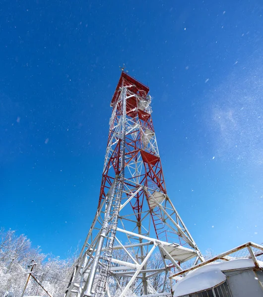 Panorama Das Montanhas Dos Cárpatos Inverno Partir Torre Transmissora — Fotografia de Stock