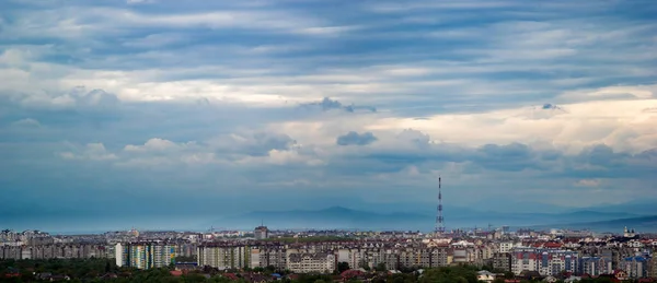 Panorama Ciudad Ivano Frankivsk Día Nublado Primavera —  Fotos de Stock
