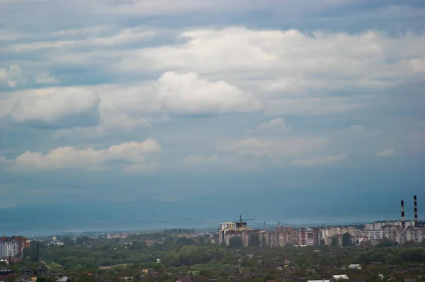 Ivano Frankivsk Πόλη Μια Συννεφιασμένη Ημέρα Την Άνοιξη Πανόραμα — Φωτογραφία Αρχείου