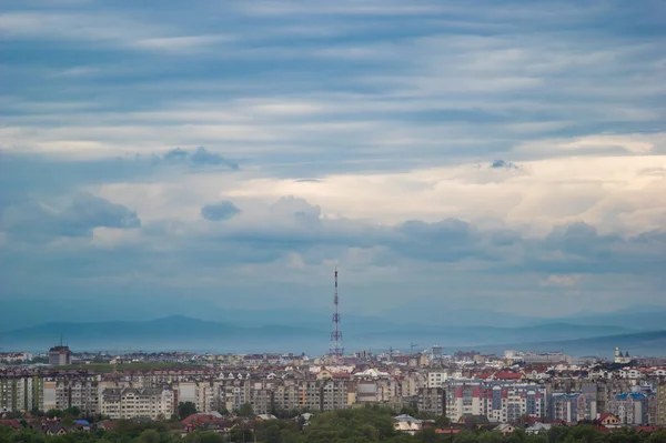 Ивано Франковск Пасмурный День Весной Панорама — стоковое фото