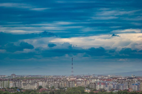 Panorama Una Ciudad Ucrania Desde Una Altura Día Lluvioso —  Fotos de Stock