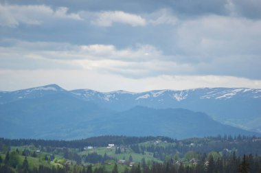 Ukrayna 'daki Karpatlar' ın güzel bahar manzarası