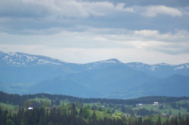 Ukrayna 'daki Karpatlar' ın güzel bahar manzarası
