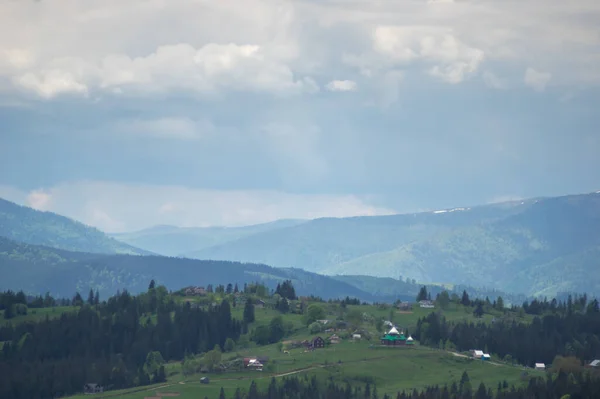 Magnifique Panorama Printanier Des Montagnes Des Carpates Ukraine — Photo