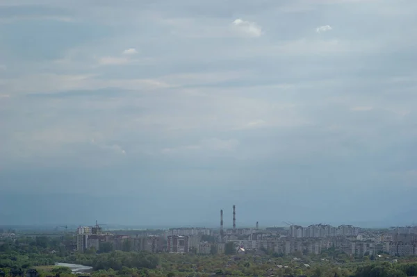 Ivano Frankivsk Stad Molnig Dag Våren Panorama — Stockfoto