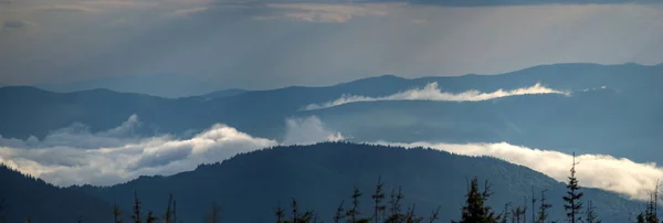 Panorama Das Montanhas Dos Cárpatos Tempo Verão Nublado Nebuloso — Fotografia de Stock