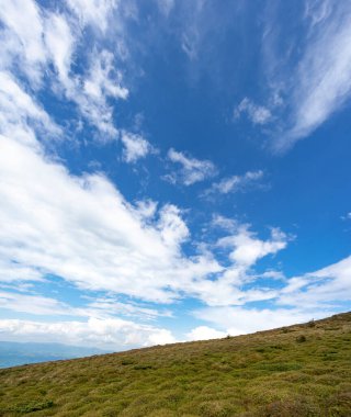 Yazın başında Ukrayna 'daki Karpat dağlarının manzarası, dinlenme ve dağlarda seyahat, güzel manzara.
