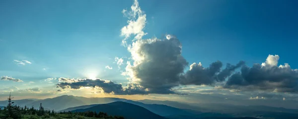 Beautiful Panorama Sunset Carpathian Mountains Summer Ukraine — Stock Photo, Image