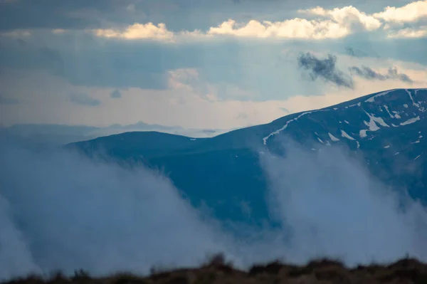 Дощова Туманна Погода Карпатських Горах Влітку Гірський Ландшафт — стокове фото