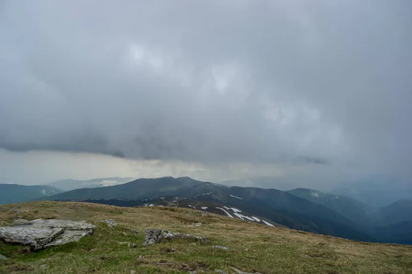 Regen Mistig Weer Karpaten Zomer Berglandschap — Stockfoto