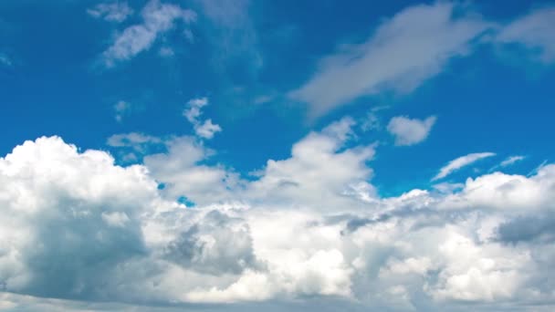 Nuages Blancs Dans Ciel Jour Été Temps Passe — Video