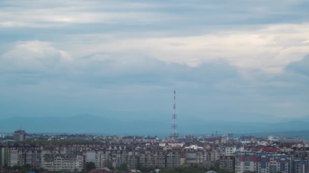 Stadslandschap Een Bewolkte Dag Stad Ivano Frankivsk Timelapse — Stockvideo