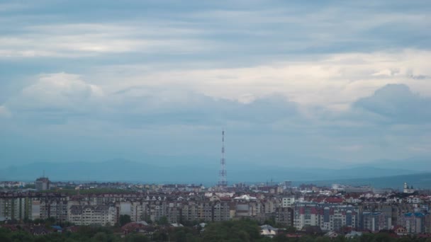 Staden Landskap Molnig Dag Staden Ivano Frankivsk Timelapse — Stockvideo