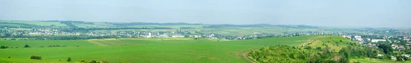 Belo Panorama Campos Agrícolas Colinas Dia Verão — Fotografia de Stock