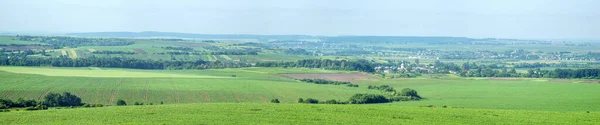 Beautiful Panorama Agricultural Fields Hills Summer Day — Stock Photo, Image