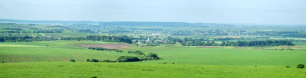 Beautiful Panorama Agricultural Fields Hills Summer Day — ストック写真