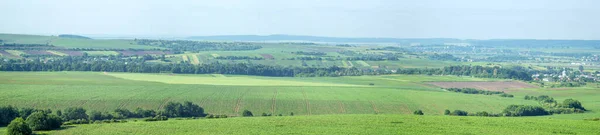 Schöne Aussicht Auf Landwirtschaftliche Felder Und Hügel Einem Sommertag — Stockfoto