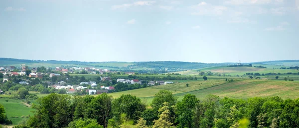 Panorama Van Weiden Velden Het Stadje Rohatyn Een Zonnige Dag — Stockfoto