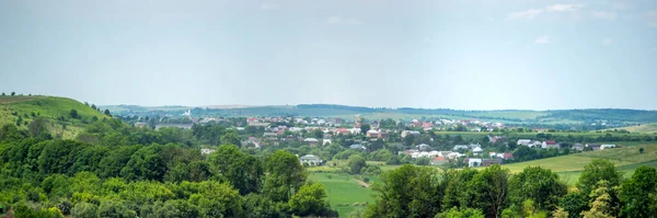 Panorama Prati Campi Piccola Città Rohatyn Una Giornata Sole Estate — Foto Stock