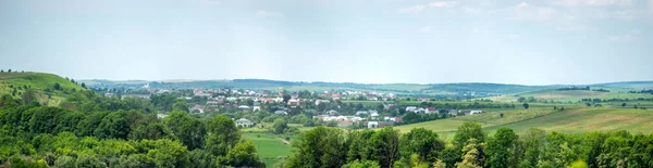 Panorama Prati Campi Piccola Città Rohatyn Una Giornata Sole Estate — Foto Stock