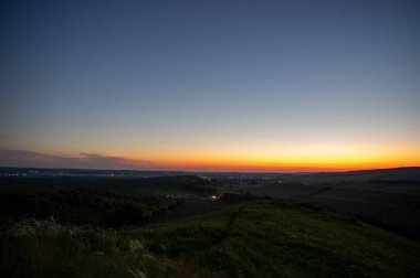 Beautiful summer landscape, sunset in the countryside in Ukraine