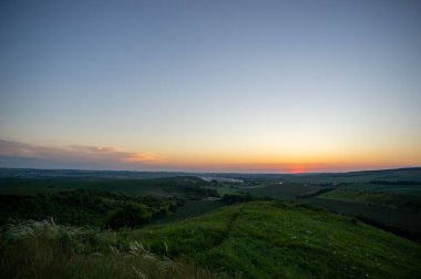 Beautiful summer landscape, sunset in the countryside in Ukraine