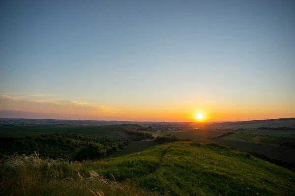 Beautiful Summer Landscape Sunset Countryside Ukraine — Fotografia de Stock