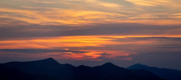 Sunset Panorama Carpathian Mountains Summer — Stock Photo, Image