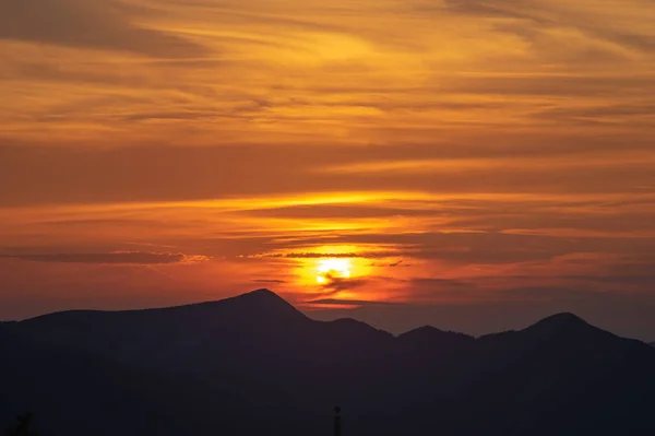 Silhouette Mountains Sunset Mountains Summer — Stock Photo, Image