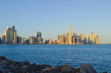 Pasifik Okyanusu 'nun gerisindeki kayalık sahilin manzarası..