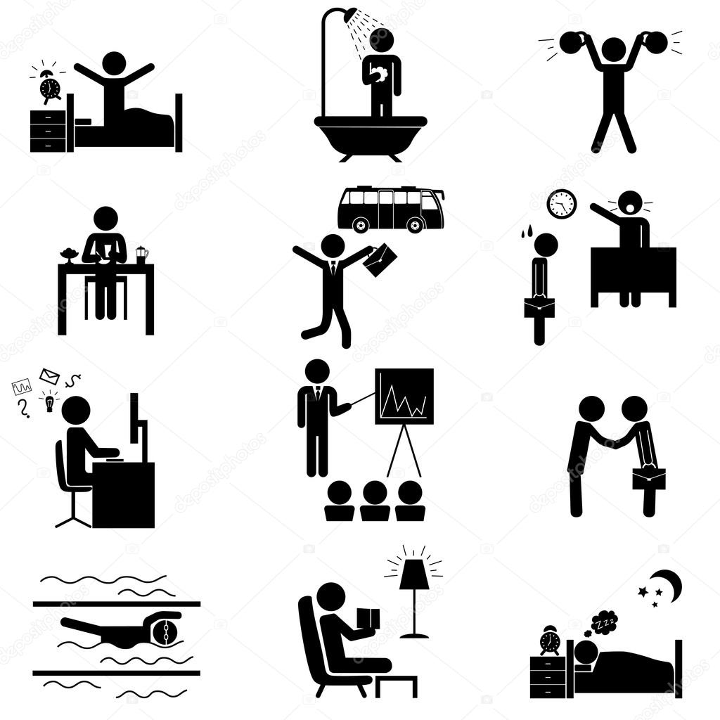 Office routine life icons — Stock Vector © Lilkin #102194932