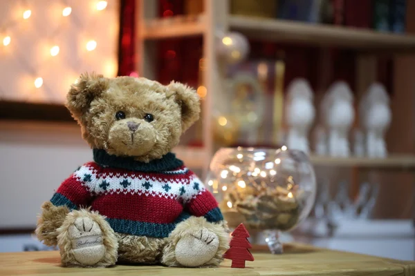 Toy bear in a knitted sweater — Stock Photo, Image